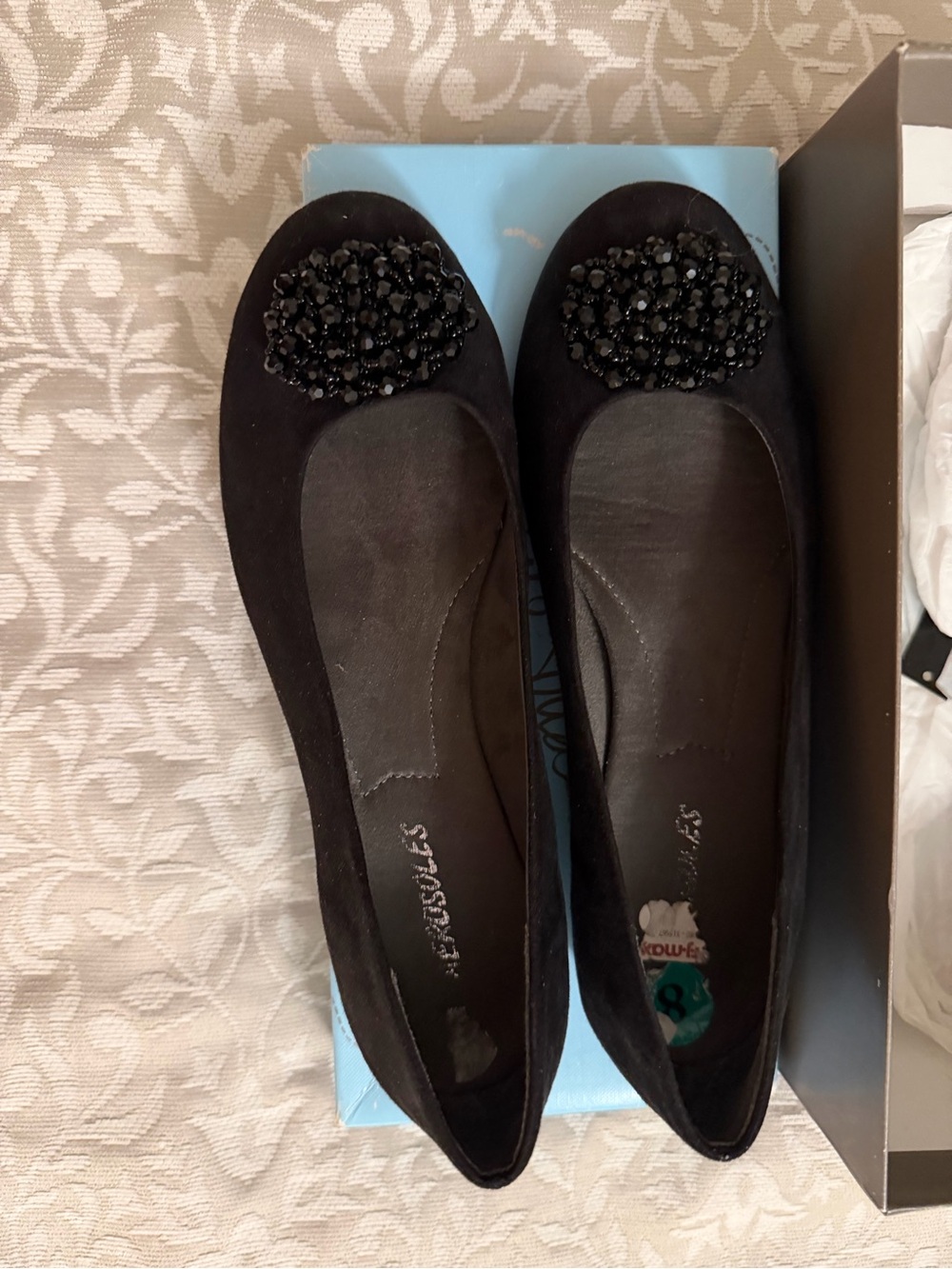 Life Stride Black Jeweled Ballet Flats